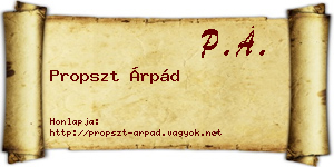 Propszt Árpád névjegykártya